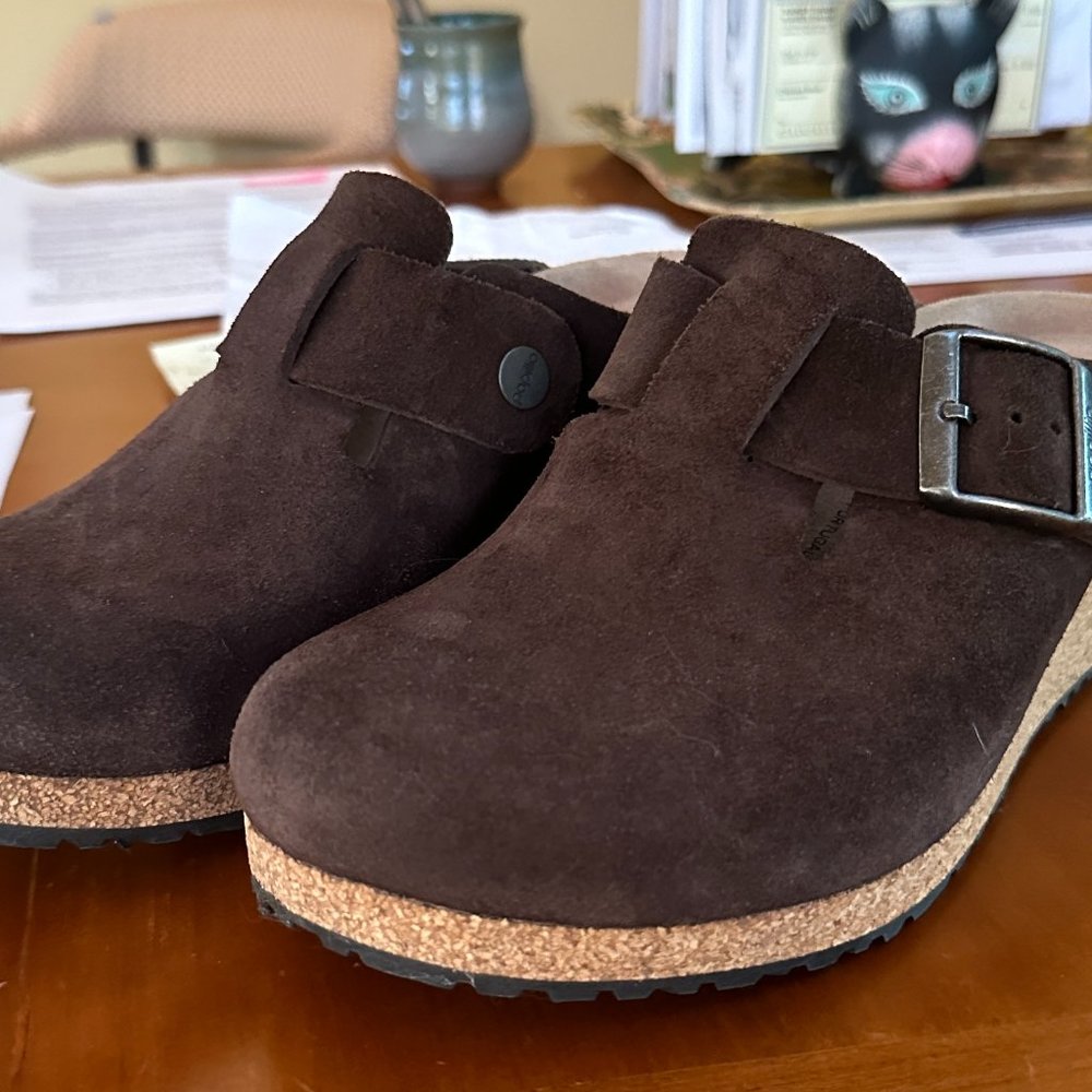 Birkenstock Suede Wedge Mule-Fanny